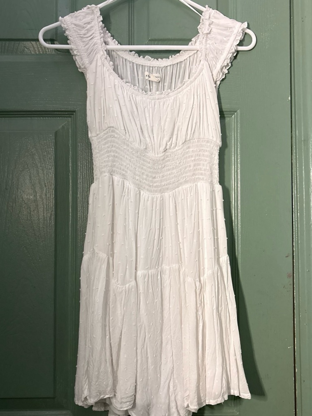 Aeropostale White Swiss-Dot Ruffled Mini Dress